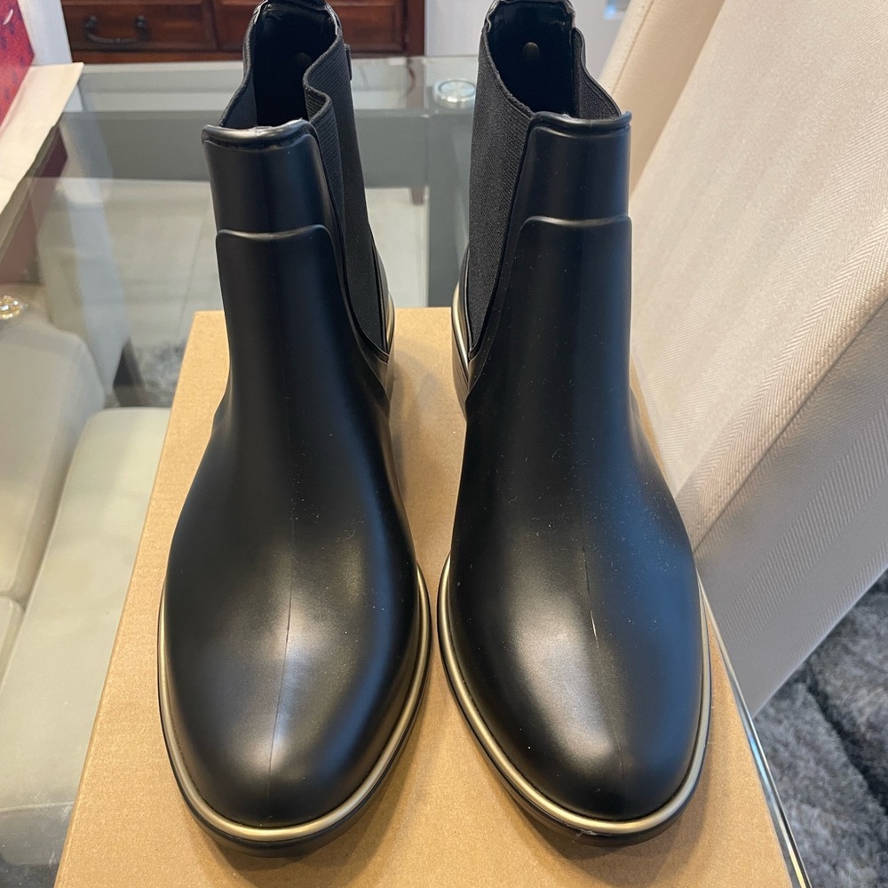 Kate Spade Black Ankle Booties with Gold Trim